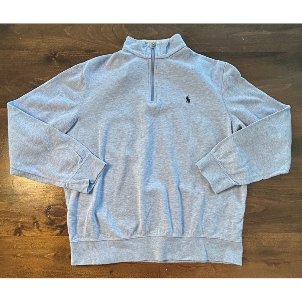 Polo Ralph Lauren Quarter Zip Medium Light Heather Blue Pullover Preppy Casual